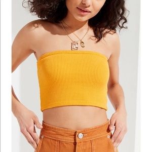 (2) Hallie Ribbed Knit Tube Top Black and Yellow